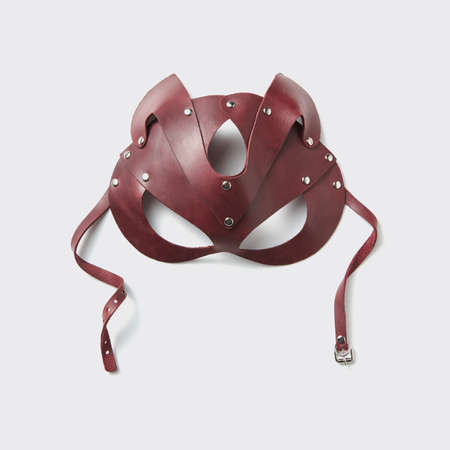 BDSM red leather cat mask.の写真素材