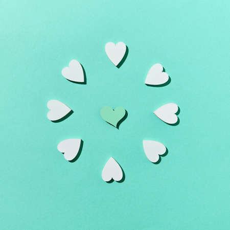 Celabratory Valentines card from hearts with hard shadows.の写真素材