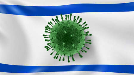 Coronavirus Model on the background of Israeli flag.の写真素材