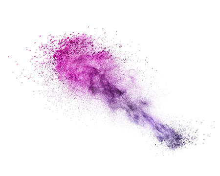 Diagonal cloud of colorful powder explosion or splash on a white background with copy space.の写真素材