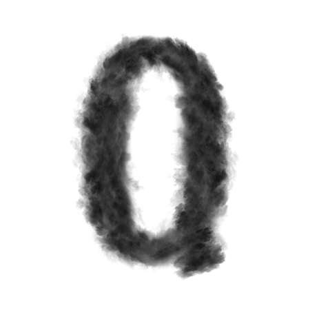 Letter Q made from black clouds on a white background.の写真素材