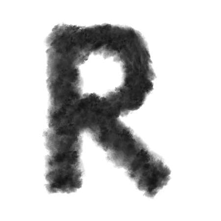 Letter R made from black clouds on a white background.の写真素材