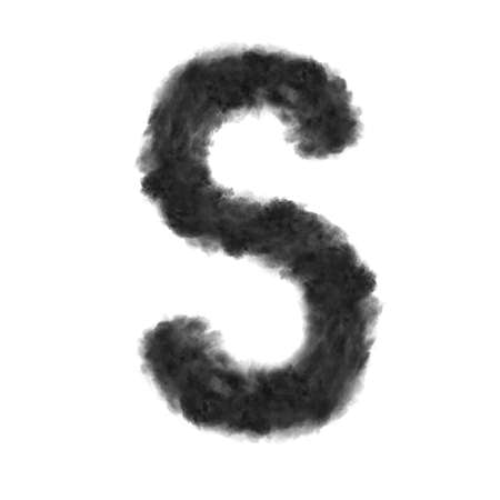 Letter S made from black clouds on a white background.の写真素材
