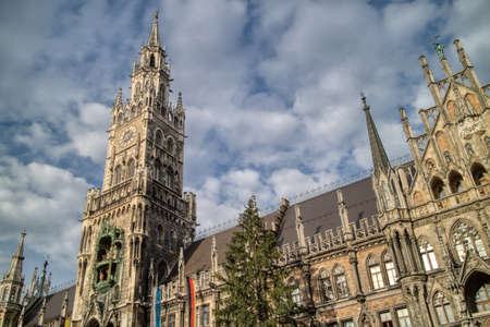 Gothic style of old central house of The New Town Hall in Munich, Bavaria, Germany.の写真素材
