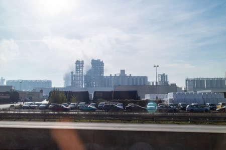Industrial landscape with big modern plant in Budapest, Hungary.の写真素材