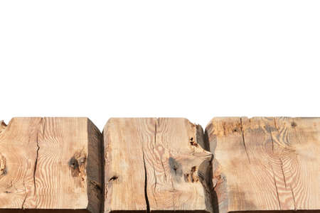 Aged wooden table for montage or display products on a white background.の写真素材