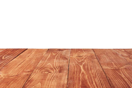 Retro wooden natural table on a white background can used for expose or montage your products.