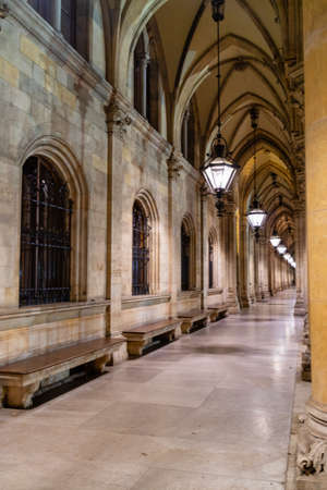 Perspective with arches and columns in the temple in Vienna.の写真素材