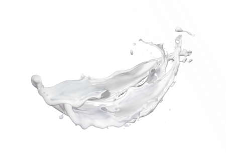 Wavy flying abstract milk splash against white background.