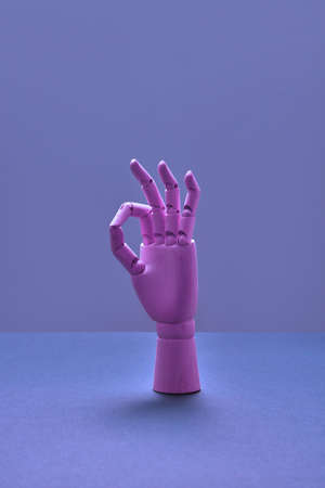 Art mannequin hand showing OK gestureの写真素材