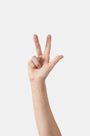 Thee fingers, female inner palm.の写真素材