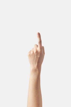 Outer hand counting on fingers, one.の写真素材