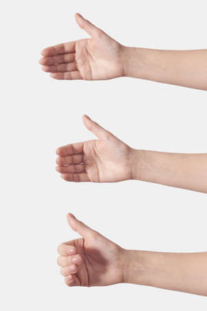 Set female hand grip gesturing on white.の写真素材