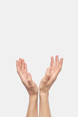 Clean hands on white background. sign language concept.の写真素材