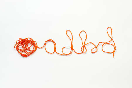 ADHD formed of tangled thread.の写真素材
