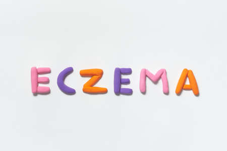 Eczema formed of bright-colored plasticine.の写真素材