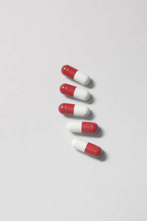 Pharmaceutical pills over white background.の写真素材