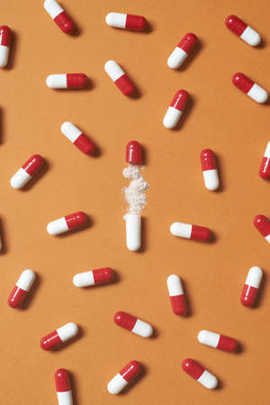Pharmaceutical pills with medication powder.の写真素材