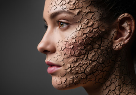 Artistic face with cracked textureの素材