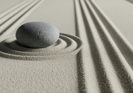 Zen Garden with Stone and Ripplesの素材