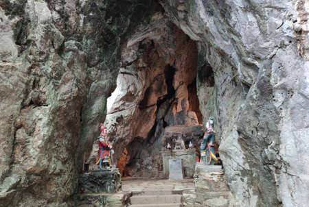 Marble mountains scenic view near Da Nang city. Temple inside of cave.のeditorial素材