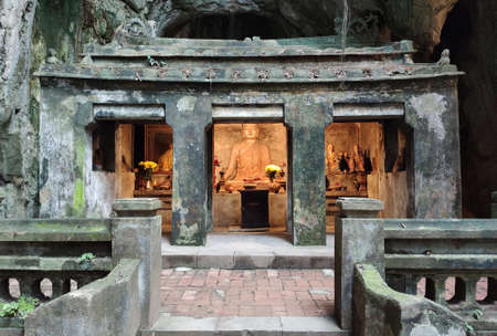 Marble mountains scenic view near Da Nang city. Temple inside of cave.のeditorial素材