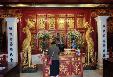 The altar is located in Ngoc Son temple, it is near the lake of the returned sword and lake of green water Ho Hoan Kiem in the center of Hanoi.のeditorial素材