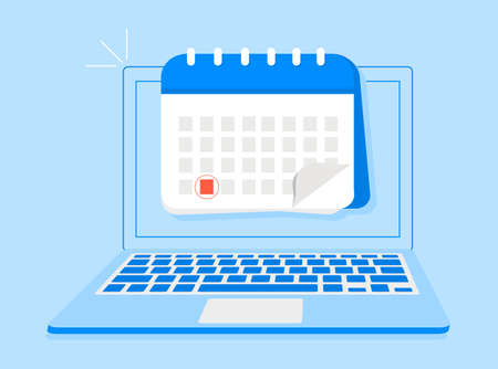Deadline calendar vector icon. Attention or reminder notification of event flat sign with selected important event. Alert message notification on online calendar or planner.のイラスト素材