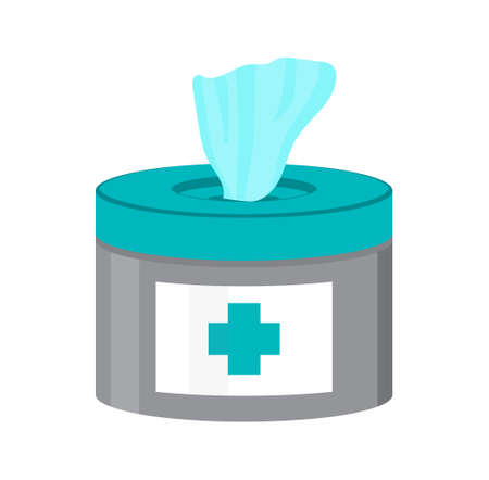 Wet wipes vector isolated on the white background. Disinfection body hygiene sign illustration. Hand sanitizer element, antiseptic napkins.のイラスト素材
