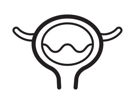 Bladder icon vector in outline simple style. Cystitis symbol is shown. Nephropathy, renal failure, diseases illustration.のイラスト素材