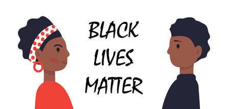 Black Lives Matter concept vector in cartoon style. African Americans are standing one by one....