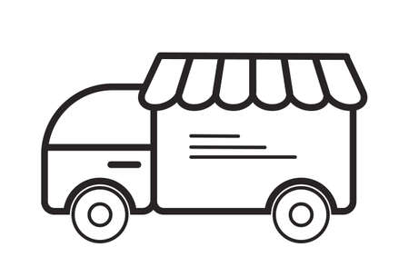 Online delivery icon vector. Sale, customize and buy sign for website. Retail, fast shipping, order icon. Truck illustrationのイラスト素材