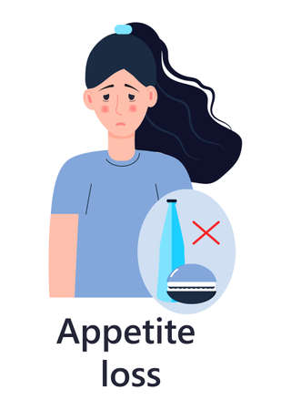 Appetite loss icon vector. Gastritis symptoms info-graphics in flat style. Sign of anorexia illustration gastroenterology.のイラスト素材