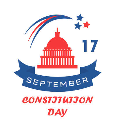 Constitution Day in United States is celebrated in September 17. Patriotic banner, poster, vector. Citizenship Day in north America. Colors of USA flagのイラスト素材