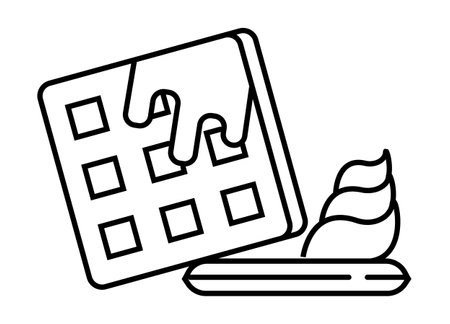 Waffles icon in outline style. Creamy sweets, cakesのイラスト素材