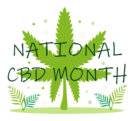 National CBD month concept vector for blog, web, banner. Event is celebrated in January. Medical cannabis illustration. Advantages of medical marijuana, cannabinoids medicinal drug are shown.のイラスト素材