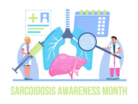 Sarcoidosis awareness month concept vector. Medical event is observed each year during April. Sarcoidosis, involving abnormal collections of inflammatory cells, form lumps as granulomata.のイラスト素材