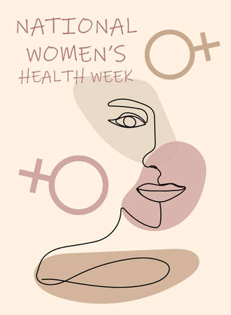 National Women's Health Week concept vector for web, app. Event on Mother's Day to encourage women health in May. Diverse race girls on boho style background.のイラスト素材
