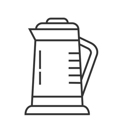 Kettle, electric tea pot pixel perfect icon vector. Kitchen small appliances line sign. Household tools symbol for app, web. Cooking equipment is shown.のイラスト素材