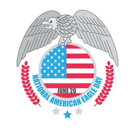 American Eagle Day concept vector. June 20th is a special day. Bald eagle's selection is National symbol in USA. Eagle emblem, badge illustration.のイラスト素材