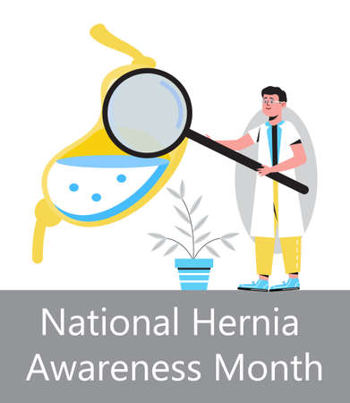 National Hernia awareness month concept vector. Medical event is celebrated in June. Intestine, stomach problem are shown.のイラスト素材