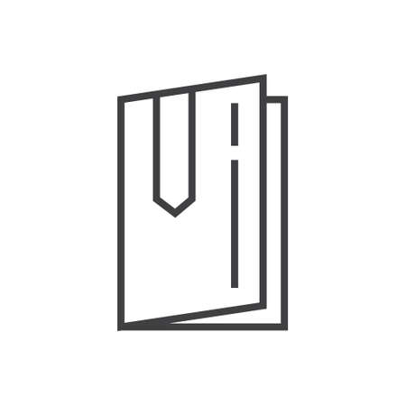 Bookmark tag, label icon vector in outline style. Bookmark line symbol for reference, paper, documents. Sign of chapter, note, paragraph, notebook. E-reading, e-library simple illustration.のイラスト素材
