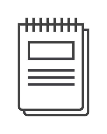 Booklet page icon vector in thin line style. Outline symbol for reference, paper, documents. Sign of chapter, note, paragraph, notebook. E-reading, e-library simple illustration.のイラスト素材