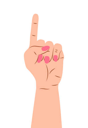 Hand gesture sign vector. ounting on fingers. Wrist icons with finger count in cartoon style. Hand of Caucasian people.のイラスト素材