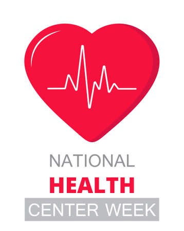 National Health Center Week in August. Healthcare, clinic center concept illustration. Big heart with pulse trace. It is for landing page, UI, flyer, banner, websiteのイラスト素材