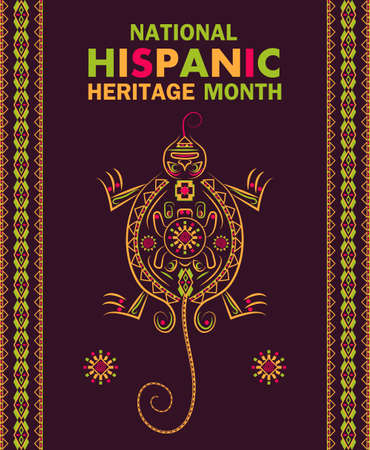 National Hispanic Heritage Month celebrated from 15 September to 15 October USA. Latino American poncho ornament vector for greeting card, banner, poster and background.のイラスト素材