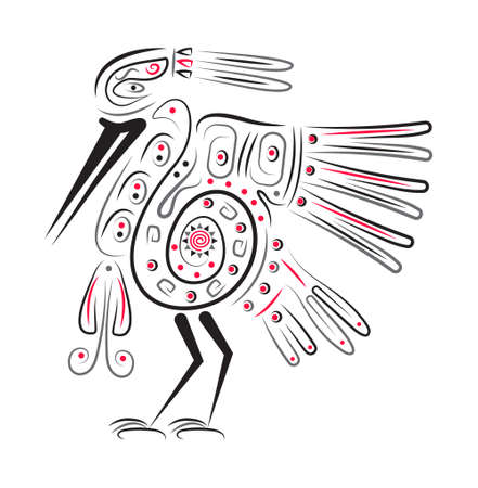 Latino American poncho ornament vector for greeting card. Ibis illustration embroidery. National Hispanic Heritage Month.のイラスト素材
