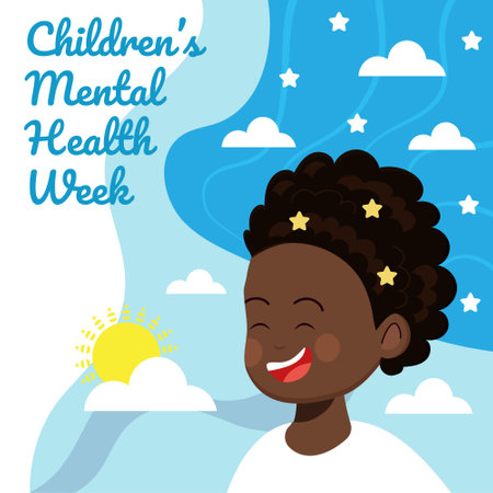 Children mental health week concept vector. Professional psychology consultation illustration. Event in February. Depression, sadness, panic attack. Medical, online, helpのイラスト素材