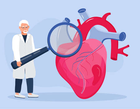 Cardiologist online consultation concept vector. Hypotension and hypertension disease illustration for cardiology homepage. Cardiovascular treatment, heart stroke illustration. Heart awareness week.のイラスト素材