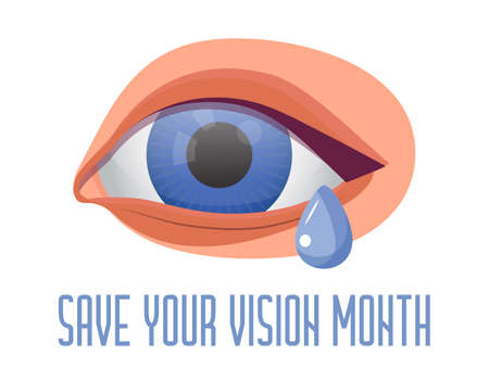 Save your vision month concept vector. Event is celebration in March. Medical ophthalmologist eyesight check up illustration. Eye illustration for health care web banner, post.のイラスト素材